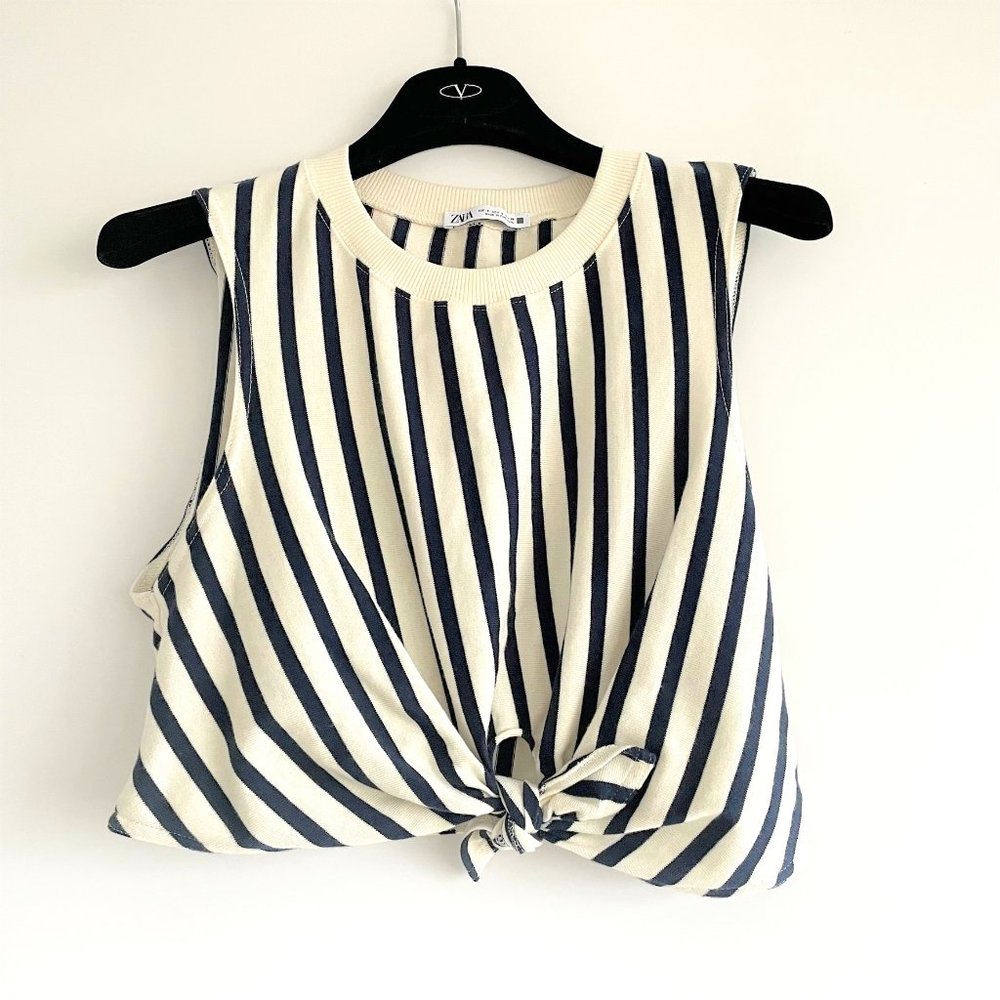ZARA Stripe Sleeveless Crop Top Size S New